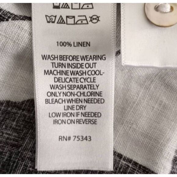 CYNTHIA ROWLEY BLACK & WHITE FLORAL LINEN TENT DRESS W/POCKETS SZ.L EUC. - Picture 8 of 8